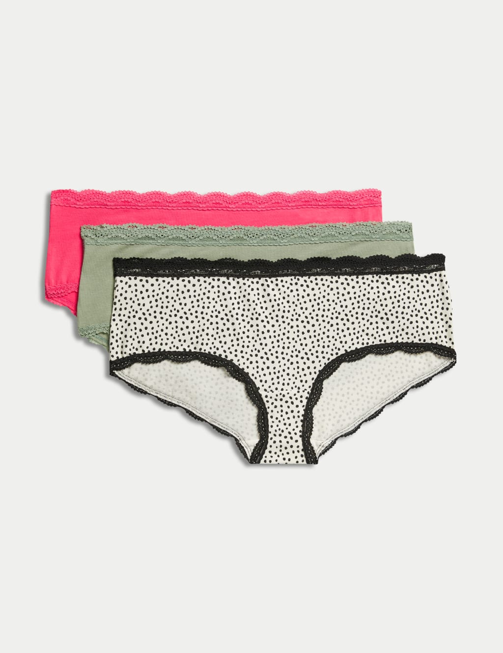 3pk Cotton Rich Lace Shorts image 1