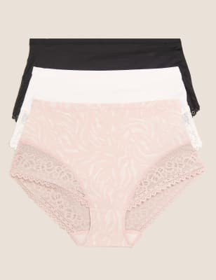 

Womens M&S Collection Pack de 3 braguitas altas Sumptuously Soft™ - Pink, Pink