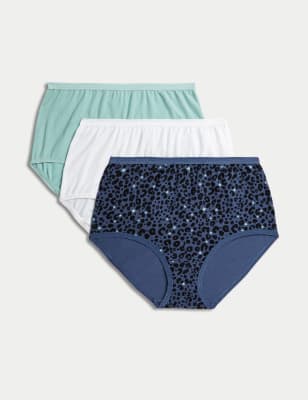 Marks And Spencer Womens M&S Collection 3pk Cotton Rich Full Briefs - Dark Blue Mix, Dark Blue Mix