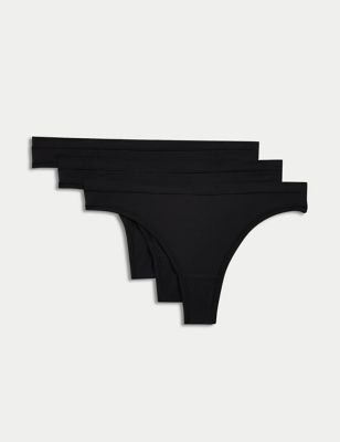 Body by M&S - Womens 3pk Flexifit Modal Thongs - 8 - Black, Black,Rose Quartz,Blackcurrant
