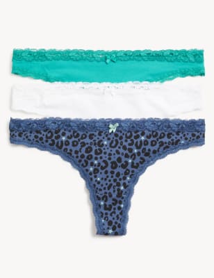 

Womens M&S Collection 3pk Cotton Blend Thongs - Dark Blue Mix, Dark Blue Mix