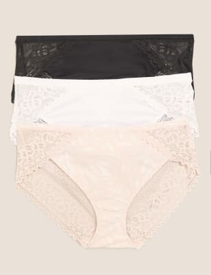 

Womens M&S Collection 3pk Sumptuously Soft High Leg Knickers - Pink, Pink