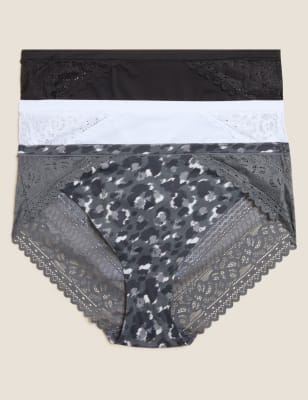 

Womens M&S Collection 3pk Sumptuously Soft High Leg Knickers - Dark Grey, Dark Grey