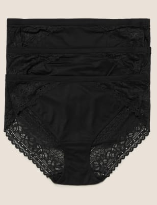 

Womens M&S Collection Sumptuously Soft™ - 3er-Pack Slips mit hoch ausgeschnittenem Bein - Black, Black