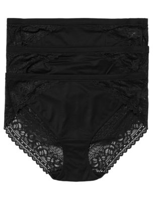 

Womens M&S Collection 3pk Sumptuously Soft™ High Leg Knickers - Black, Black