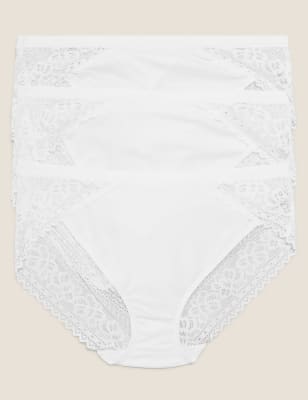 

Womens M&S Collection 3pk Sumptuously Soft™ High Leg Knickers - White, White
