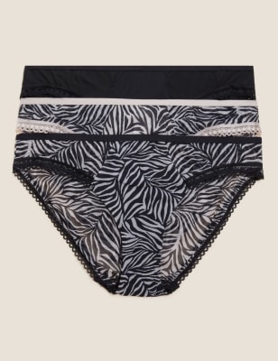 3pk Printed Bikini Knickers - AT