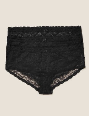 

Womens M&S Collection 3pk Lace Low Rise Shorts - Black, Black