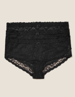  Lot de 3 shortys taille basse ornés de dentelle - Black