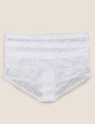  Lot de 3 shortys taille basse ornés de dentelle - White