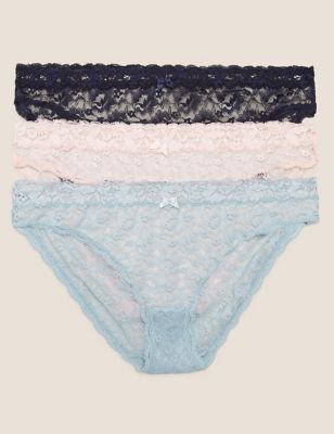 3pk All Over Lace Bikini Knickers - FR