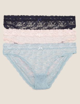 3pk All Over Lace Bikini Knickers - FR