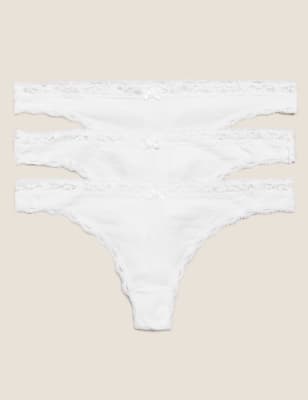  Lot de 3 strings en coton - White