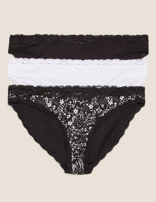 

Womens M&S Collection 3pk Cotton Rich Low Rise Bikini Knickers - Black Mix, Black Mix