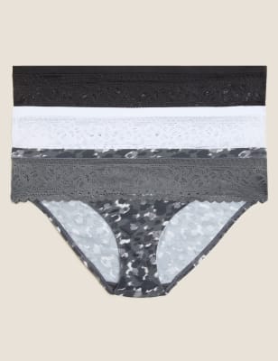 

M&S Collection Pack de 3 braguitas tipo bikini de talle bajoWomens - Dark Grey, Dark Grey