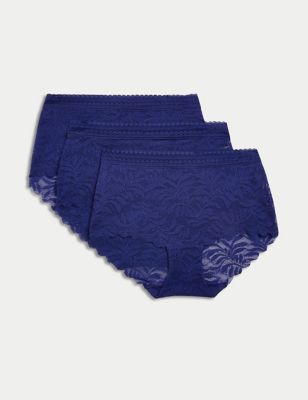 

Womens M&S Collection 3pk Flexifit™ Lace High Rise Shorts - Bright Indigo, Bright Indigo