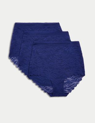 

Womens M&S Collection 3pk Flexifit™ Lace Full Briefs - Bright Indigo, Bright Indigo