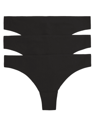 

Womens BODY 3pk No VPL Thongs - Black, Black