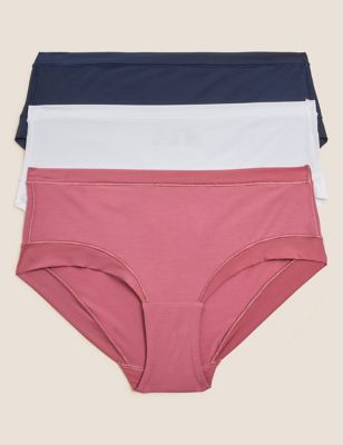 Marks And Spencer Womens Body 3pk Flexifit Modal Low Rise Shorts - Raspberry, Raspberry