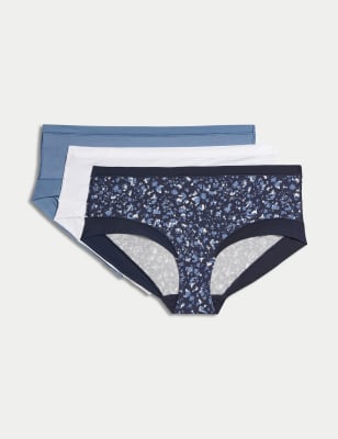 

Womens Body by M&S 3er-Pack tief sitzende Flexifit™-Shorts aus Modal - Grey Blue, Grey Blue