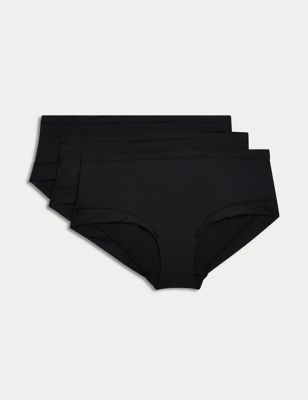 Body By M&S Womens 3pk Flexifit Modal Low Rise Shorts - 6 - Black, Black,Rose Quartz,White,Blackcur