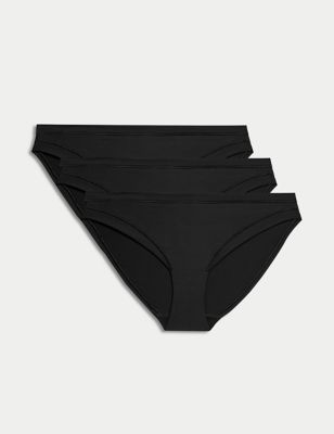 Body By M&S Womens 3pk Flexifit Modal Bikini Knickers - 6 - Black, Black,Rose Quartz,White,Blackcur