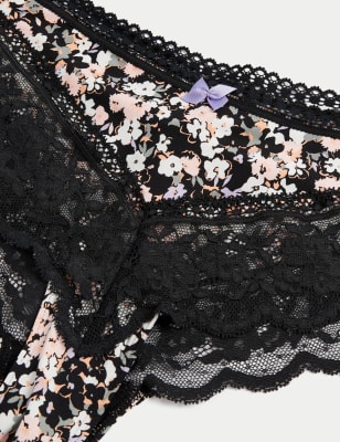 

Womens M&S Collection 3pk Lace Trim Brazilian Knickers - Black Mix, Black Mix