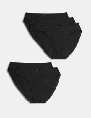 

Womens M&S Collection 5pk Cotton Rich Lycra® High Leg Knickers - Black, Black