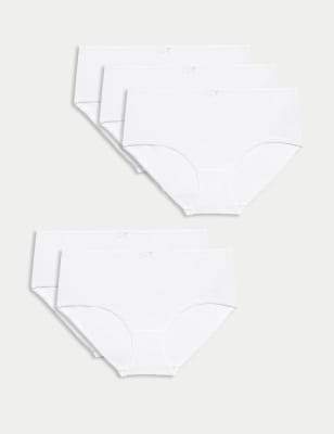 

Womens M&S Collection 5pk Cotton Lycra® Midi Knickers - White, White