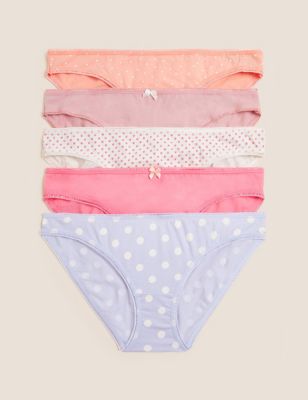 Marks And Spencer Womens M&S Collection 5pk Cotton Lycra Low Rise Bikini Knickers - Light Pink Mix