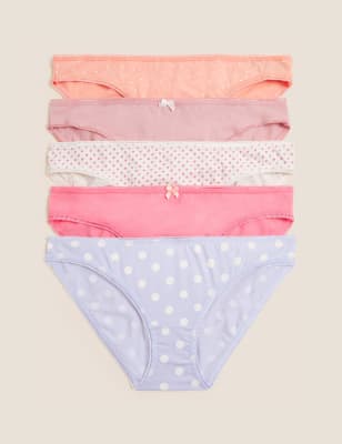 Marks And Spencer Womens M&S Collection 5pk Cotton Lycra Low Rise Bikini Knickers - Light Pink Mix