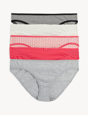 

Womens M&S Collection 5er-Pack tief sitzende Bikinislips aus Baumwolle und Lycra™ - Grey Mix, Grey Mix