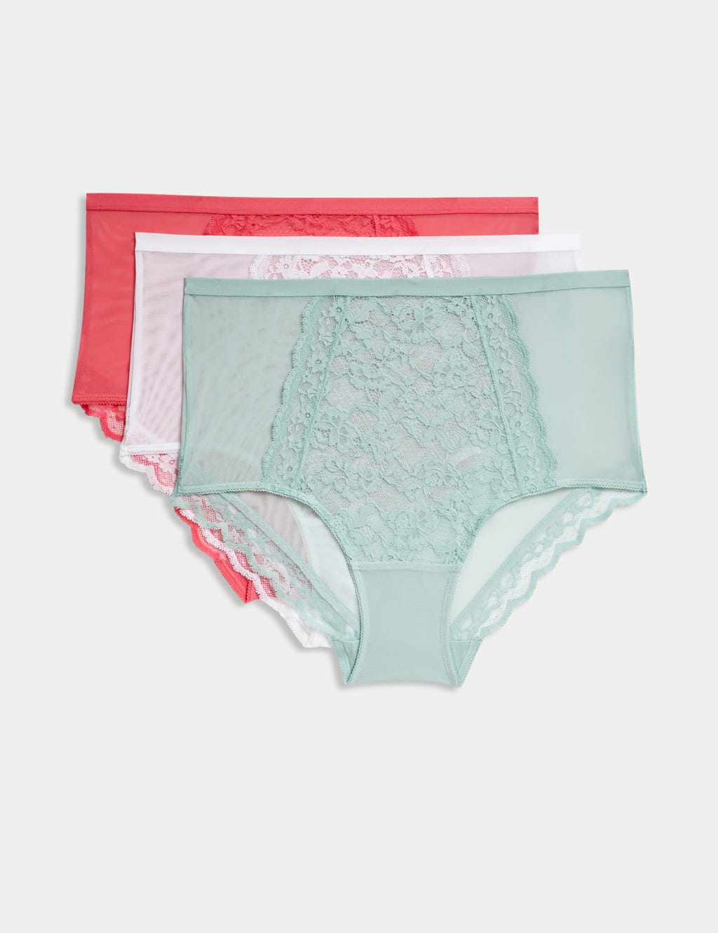 Ex-Store Microfibre Mesh & Lace Full Brief Knickers Cream 6 : :  Fashion