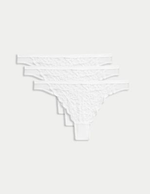 

Womens M&S Collection 3pk Lace Thongs - White, White