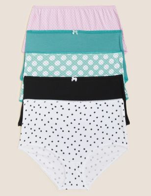 Marks And Spencer Womens M&S Collection 5pk Cotton Rich Full Briefs - Green Mix, Green Mix