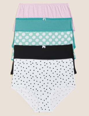 Marks And Spencer Womens M&S Collection 5pk Cotton Rich Full Briefs - Green Mix, Green Mix