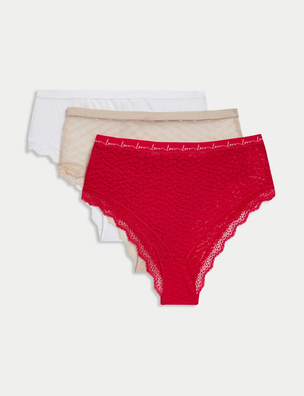 Red Two Tone High Leg Knickers - Matalan