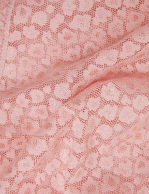 Womens M&S Collection 3pk Lace & Mesh High Waisted Brazilian Knickers - Antique Rose