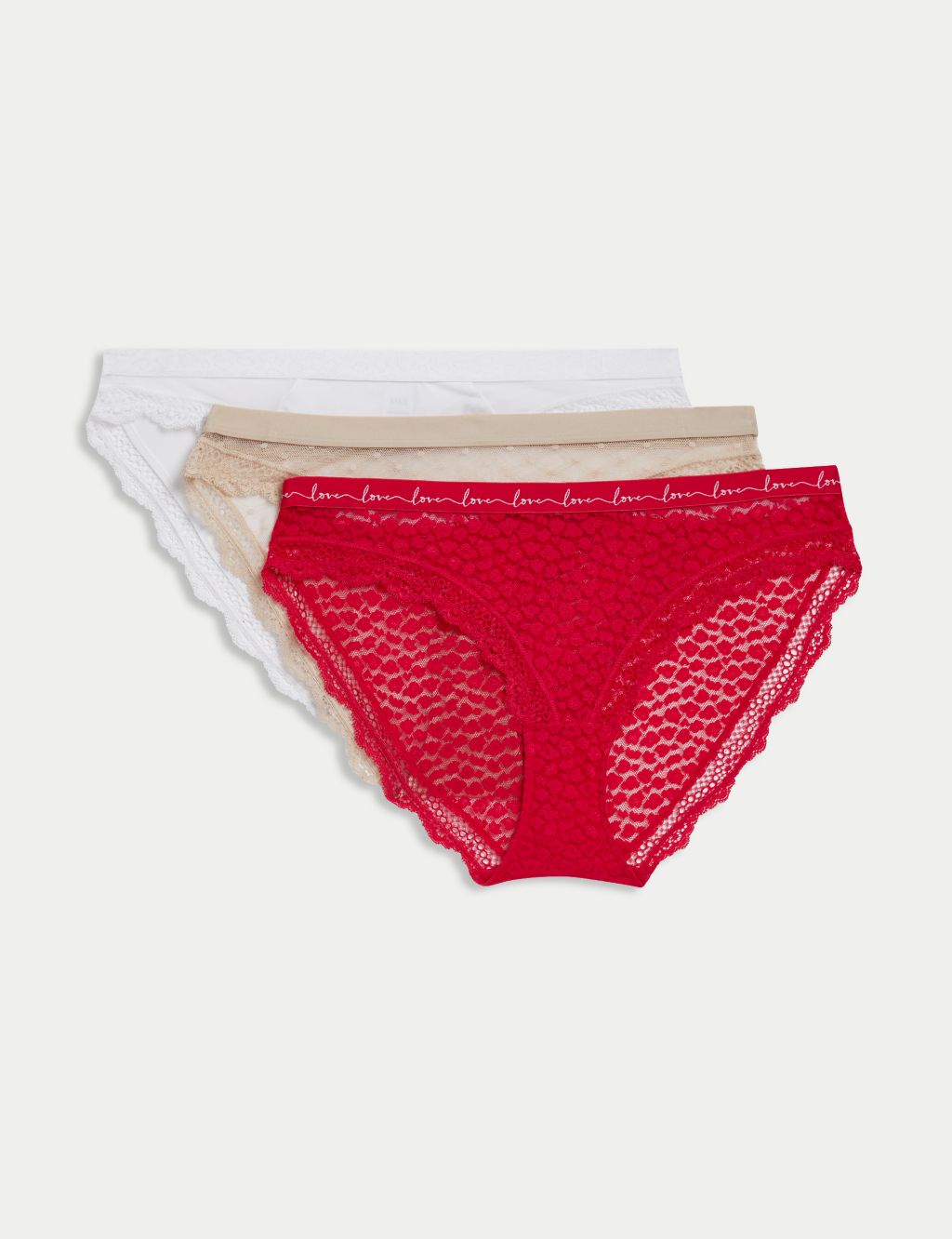 Buy Red & Pink Valentines Full Knickers 3 Pack 18, Knickers