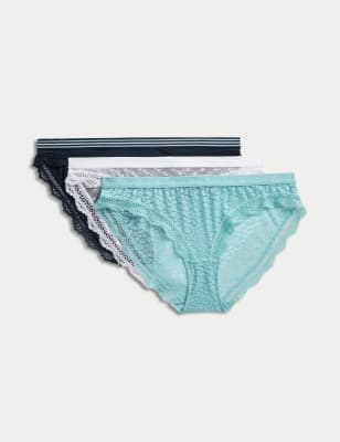 

Womens M&S Collection 3pk Lace & Mesh Bikini Knickers - Turquoise Mix, Turquoise Mix