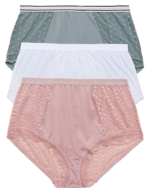 

Womens M&S Collection 3er-Pack Taillenslips mit Spitze und Mesh - Antique Rose, Antique Rose