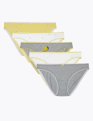 Lot de 5&nbsp;culottes bikini en coton et Lycra&reg; &agrave; motif citron