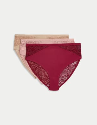 

Womens Body by M&S 3pk Body Soft™ High Waisted Brazilian Knickers - Dark Raspberry, Dark Raspberry