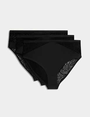 Body By M&S Women's 3pk Body Soft High Waisted Brazilian Knickers - 6 - Black, Black,White,Dusted M
