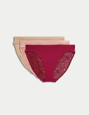 

Womens Body by M&S 3pk Body Soft™ High Leg Knickers - Dark Raspberry, Dark Raspberry