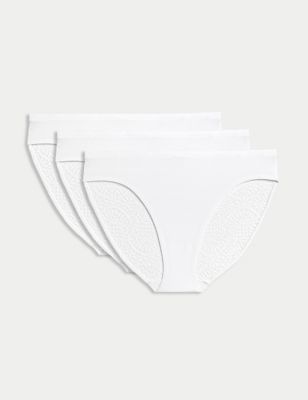 3pk Cotton High Waisted High Leg Knickers, Body by M&S