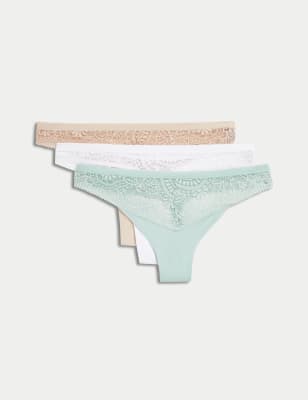 

Body by M&S Pack de 3 tangas con encaje Body Soft™Womens - Dusted Mint, Dusted Mint