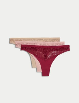 

Body by M&S Pack de 3 tangas con encaje Body Soft™Womens - Dark Raspberry, Dark Raspberry