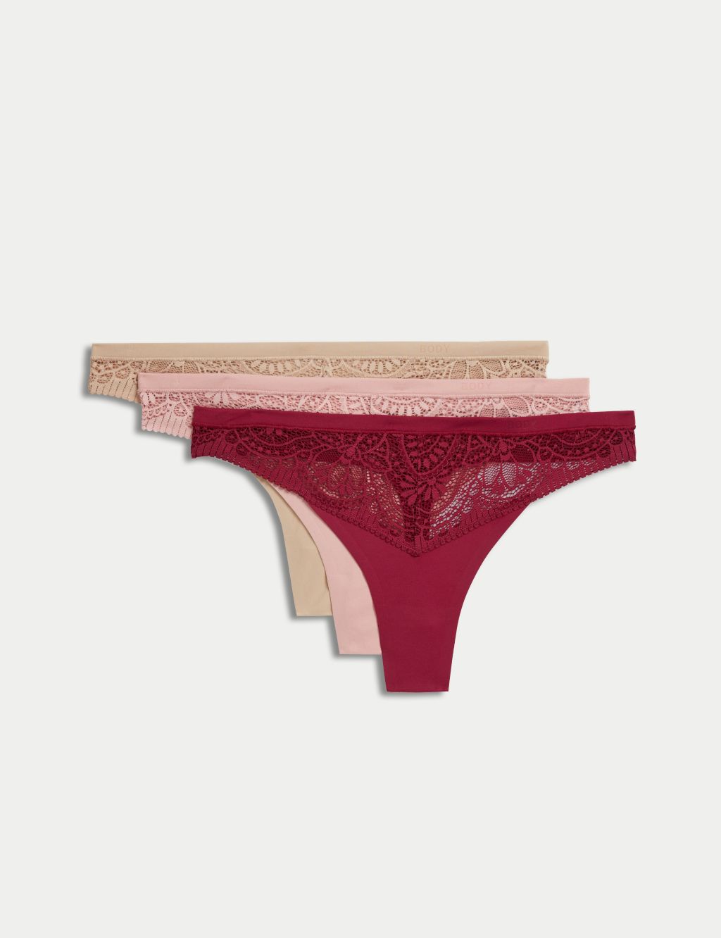 3pk Body Soft™ Lace Thongs image 1