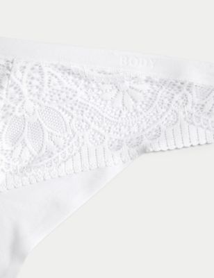 Womens 3pk Body Soft™ Lace Thongs - 24 - White, White,Black